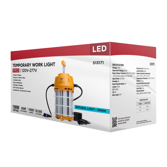 Satco LED Hi-Pro Temp Work Light, Corncob Shape, 80 CRI, 100 Watt, 5000K, alternate view [Satco-S13171|CUSTOM|6]