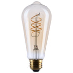 8 Watt (75 Watt Equivalent) E26 ST19 800L 120V LED 2000k Light Bulb by Satco - Clear Amber, 90+ [Satco-S14208|MAIN]