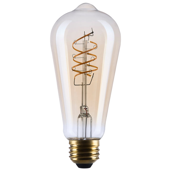 8 Watt (75 Watt Equivalent) E26 ST19 800L 120V LED 2000k Light Bulb by Satco - Clear Amber, 90+ [Satco-S14208|MAIN]