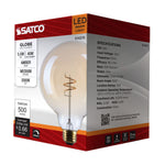 Satco 5.5W (40W Equivalent) G40 Globe LED Filament Bulb, E26 Medium Base, 2000K, 90+ CRI, Dimmable, Wet Rated, Clear Amber, alternate view [Satco-S14215|CUSTOM|1]