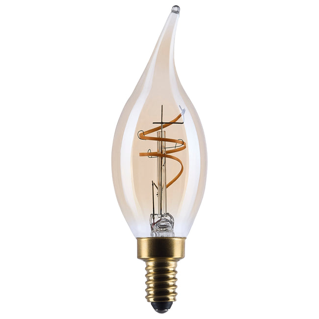 3.5 Watt (40 Watt Equivalent) E12 CA11 300L 120V LED 2000k Light Bulb by Satco - Clear Amber, 90+ [Satco-S14220|MAIN]