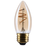 3.5 Watt (40 Watt Equivalent) E26 C11 300L 120V LED 2000k Light Bulb by Satco - Clear Amber, 90+ [Satco-S14222|MAIN]