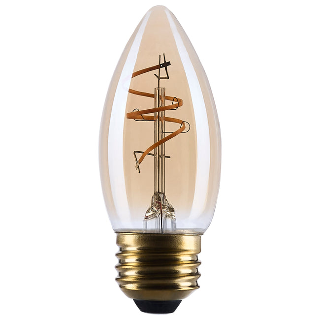 3.5 Watt (40 Watt Equivalent) E26 C11 300L 120V LED 2000k Light Bulb by Satco - Clear Amber, 90+ [Satco-S14222|MAIN]