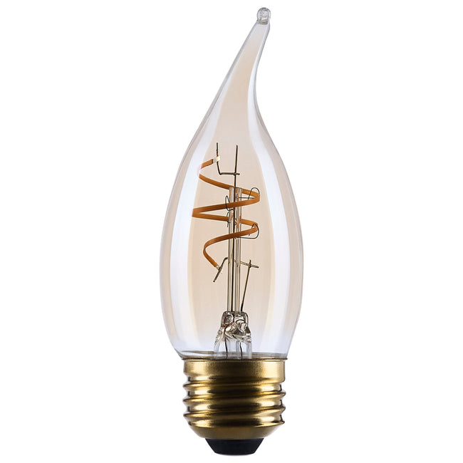 3.5 Watt (40 Watt Equivalent) E26 CA11 300L 120V LED 2000k Light Bulb by Satco - Clear Amber, 90+ [Satco-S14224|MAIN]