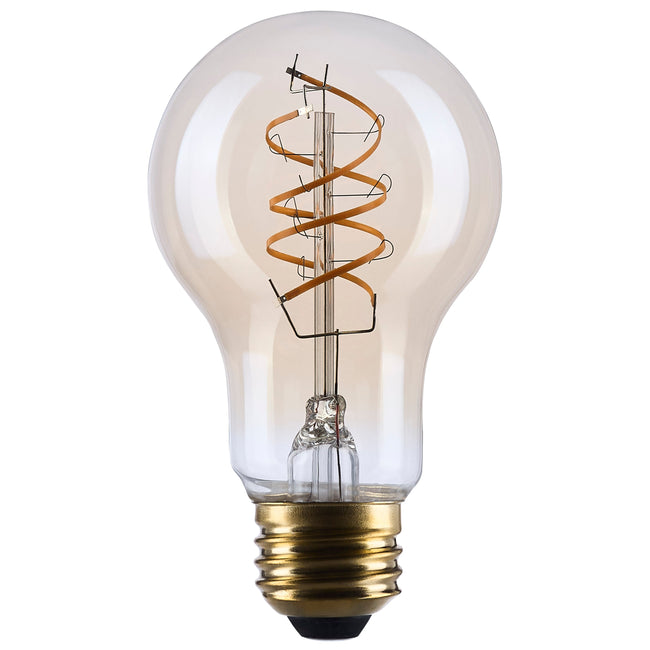 8 Watt (75 Watt Equivalent) E26 A19 800L 120V LED 2000k Light Bulb by Satco - Clear Amber, 90+ [Satco-S14228|MAIN]