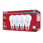 Satco 14W (100W Equivalent) A19 Standard LED Bulb, E26 Medium Base, 5000K, 80+ CRI, Shatter Resistant, Dimmable, Damp Rated, 4-Pack (Color Box), alternate view [Satco-S15180|CUSTOM|3]