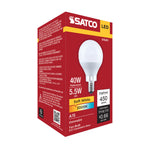 Satco 5.5W (40W Equivalent) A15 Standard LED Bulb, E12 Candelabra Base, 3000K, 80+ CRI, Shatter Resistant, Dimmable, Damp Rated, alternate view [Satco-S15201|CUSTOM|5]