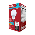 Satco 5.5W (40W Equivalent) A15 Standard LED Bulb, E12 Candelabra Base, 5000K, 80+ CRI, Shatter Resistant, Dimmable, Damp Rated, alternate view [Satco-S15203|CUSTOM|6]