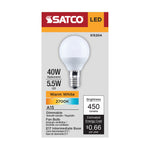 Satco 5.5W (40W Equivalent) A15 Standard LED Bulb, E17 Intermediate Base, 2700K, 80+ CRI, Shatter Resistant, Dimmable, Damp Rated, alternate view [Satco-S15204|CUSTOM|2]