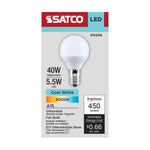 Satco 5.5W (40W Equivalent) A15 Standard LED Bulb, E17 Intermediate Base, 4000K, 80+ CRI, Shatter Resistant, Dimmable, Damp Rated, alternate view [Satco-S15206|CUSTOM|2]