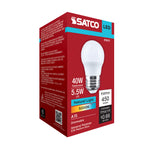 Satco 5.5W (40W Equivalent) A15 Standard LED Bulb, E26 Medium Base, 5000K, 80+ CRI, Shatter Resistant, Dimmable, Damp Rated, Frost, alternate view [Satco-S15211|CUSTOM|5]