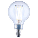 Satco 4W (40W Equivalent) G16.5 Globe LED Filament Bulb, E12 Candelabra Base, 2700K, 90+ CRI, Dimmable, Wet Rated, Single (Box), alternate view [Satco-S21204|CUSTOM|2]