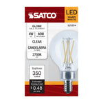 Satco 4W (40W Equivalent) G16.5 Globe LED Filament Bulb, E12 Candelabra Base, 2700K, 90+ CRI, Dimmable, Wet Rated, Single (Box), alternate view [Satco-S21204|CUSTOM|3]