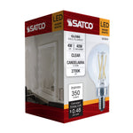 Satco 4W (40W Equivalent) G16.5 Globe LED Filament Bulb, E12 Candelabra Base, 2700K, 90+ CRI, Dimmable, Wet Rated, Single (Box), alternate view [Satco-S21204|CUSTOM|8]