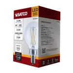 Satco 4W (40W Equivalent) G16.5 Globe LED Filament Bulb, E12 Candelabra Base, 2700K, 90+ CRI, Dimmable, Wet Rated, Single (Box), alternate view [Satco-S21204|CUSTOM|9]