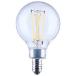Satco 4W (40W Equivalent) G16.5 Globe LED Filament Bulb, E12 Candelabra Base, 2700K, 90+ CRI, Dimmable, Wet Rated, Single (Box), alternate view [Satco-S21204|CUSTOM|1]