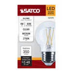 Satco 4W (40W Equivalent) G16.5 Globe LED Filament Bulb, E26 Medium Base, 2700K, 90+ CRI, Dimmable, Wet Rated, Single (Box), alternate view [Satco-S21215|CUSTOM|4]