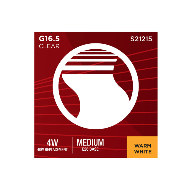 Satco 4W (40W Equivalent) G16.5 Globe LED Filament Bulb, E26 Medium Base, 2700K, 90+ CRI, Dimmable, Wet Rated, Single (Box), alternate view [Satco-S21215|CUSTOM|8]