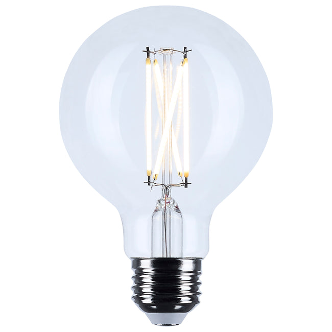 Satco 4.5W (40W Equivalent) G25 Globe LED Filament Bulb, E26 Medium Base, 2700K, 90+ CRI, Dimmable, Wet Rated, Clear / Single (Box), alternate view [Satco-S21226|CUSTOM|2]