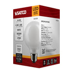 Satco 4.5W (40W Equivalent) G25 Globe LED Filament Bulb, E26 Medium Base, 2700K, 90+ CRI, Dimmable, Wet Rated, White / Single (Box), alternate view [Satco-S21230|CUSTOM|3]