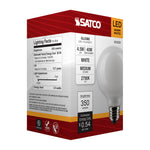 Satco 4.5W (40W Equivalent) G25 Globe LED Filament Bulb, E26 Medium Base, 2700K, 90+ CRI, Dimmable, Wet Rated, White / Single (Box), alternate view [Satco-S21230|CUSTOM|4]