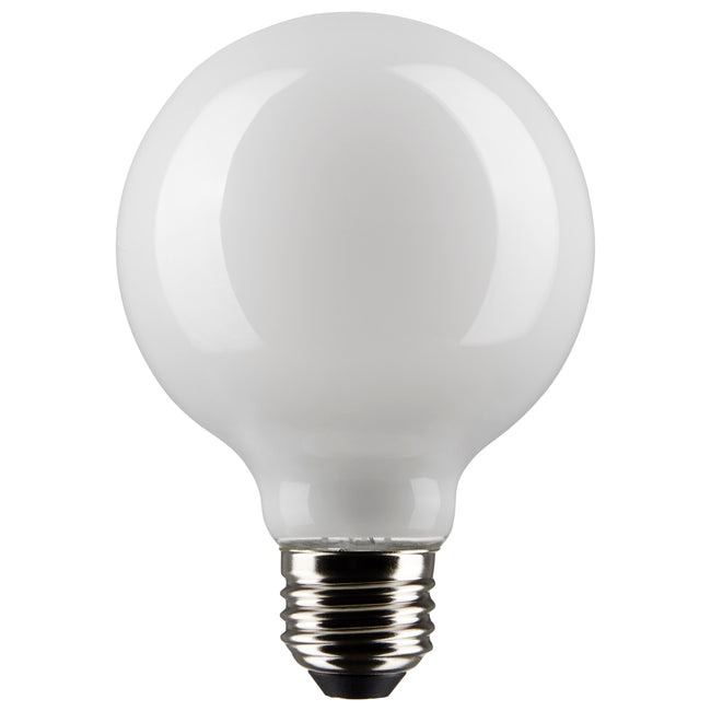 Satco 6W (60W Equivalent) G25 Globe LED Filament Bulb, E26 Medium Base, 2700K, 90+ CRI, Dimmable, Wet Rated, White / Single (Box), alternate view [Satco-S21238|CUSTOM|1]