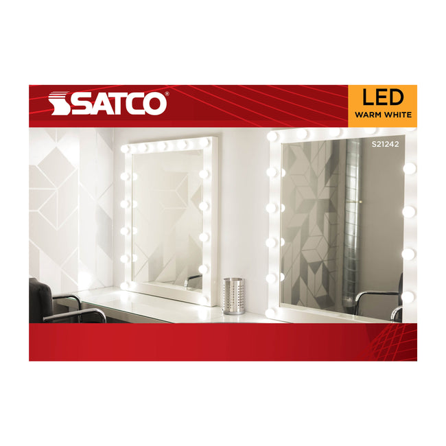 Satco 4.5W (40W Equivalent) G25 Globe LED Filament Bulb, E26 Medium Base, 2700K, 90+ CRI, Dimmable, Wet Rated, Clear / 2-Pack (Box), alternate view [Satco-S21242|CUSTOM|3]