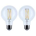 Satco 6W (60W Equivalent) G25 Globe LED Filament Bulb, E26 Medium Base, 2700K, 90+ CRI, Dimmable, Wet Rated, Clear / 2-Pack (Box), alternate view [Satco-S21245|CUSTOM|1]