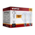 Satco 6W (60W Equivalent) G25 Globe LED Filament Bulb, E26 Medium Base, 2700K, 90+ CRI, Dimmable, Wet Rated, Clear / 2-Pack (Box), alternate view [Satco-S21245|CUSTOM|6]