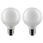 Satco 6W (60W Equivalent) G25 Globe LED Filament Bulb, E26 Medium Base, 2700K, 90+ CRI, Dimmable, Wet Rated, White / 2-Pack (Box), alternate view [Satco-S21247|CUSTOM|1]
