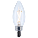Satco 3W (25W Equivalent) B11 Torpedo LED Filament Bulb, E12 Candelabra Base, 2700K, 90+ CRI, Dimmable, Wet Rated, Clear / Single (Box), alternate view [Satco-S21262|CUSTOM|1]