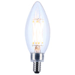 Satco 4W (40W Equivalent) B11 Torpedo LED Filament Bulb, E12 Candelabra Base, 2700K, 90+ CRI, Dimmable, Wet Rated, Clear / Single, alternate view [Satco-S21264|CUSTOM|1]