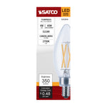 Satco 4W (40W Equivalent) B11 Torpedo LED Filament Bulb, E12 Candelabra Base, 2700K, 90+ CRI, Dimmable, Wet Rated, Clear / Single, alternate view [Satco-S21264|CUSTOM|5]