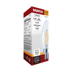 Satco 5.5W (60W Equivalent) B11 Torpedo LED Filament Bulb, E12 Candelabra Base, 2700K, 90+ CRI, Dimmable, Wet Rated, Clear / Single (Box), alternate view [Satco-S21273|CUSTOM|5]