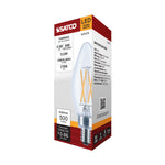 Satco 5.5W (60W Equivalent) B11 Torpedo LED Filament Bulb, E12 Candelabra Base, 2700K, 90+ CRI, Dimmable, Wet Rated, Clear / Single (Box), alternate view [Satco-S21273|CUSTOM|6]