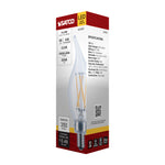 Satco 4W (40W Equivalent) CA10 Flame Tip LED Filament Bulb, E12 Candelabra Base, 3000K, 90+ CRI, Dimmable, Wet Rated, Clear / Single (Box), alternate view [Satco-S21297|CUSTOM|6]