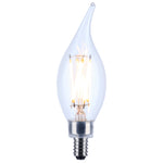 Satco 4W (40W Equivalent) CA10 Flame Tip LED Filament Bulb, E12 Candelabra Base, 5000K, 90+ CRI, Dimmable, Wet Rated, Clear / Single (Box), alternate view [Satco-S21299|CUSTOM|1]