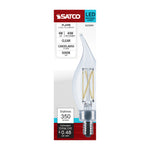 Satco 4W (40W Equivalent) CA10 Flame Tip LED Filament Bulb, E12 Candelabra Base, 5000K, 90+ CRI, Dimmable, Wet Rated, Clear / Single (Box), alternate view [Satco-S21299|CUSTOM|3]