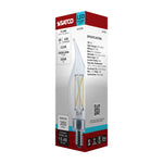 Satco 4W (40W Equivalent) CA10 Flame Tip LED Filament Bulb, E12 Candelabra Base, 5000K, 90+ CRI, Dimmable, Wet Rated, Clear / Single (Box), alternate view [Satco-S21299|CUSTOM|7]