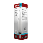 Satco 4W (40W Equivalent) CA10 Flame Tip LED Filament Bulb, E12 Candelabra Base, 5000K, 90+ CRI, Dimmable, Wet Rated, Frost / Single (Box), alternate view [Satco-S21303|CUSTOM|1]
