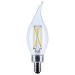 Satco 5.5W (60W Equivalent) CA10 Flame Tip LED Filament Bulb, E12 Candelabra Base, 4000K, 90+ CRI, Dimmable, Wet Rated, Clear, alternate view [Satco-S21306|CUSTOM|1]
