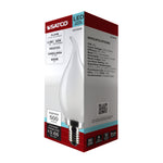 Satco 5.5W (60W Equivalent) CA10 Flame Tip LED Filament Bulb, E12 Candelabra Base, 4000K, 90+ CRI, Dimmable, Wet Rated, Frost, alternate view [Satco-S21309|CUSTOM|6]