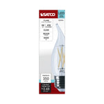 Satco 4W (40W Equivalent) CA10 Flame Tip LED Filament Bulb, E26 Medium Base, 4000K, 90+ CRI, Dimmable, Wet Rated, Clear, alternate view [Satco-S21314|CUSTOM|1]