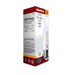 Satco 5.5W (60W Equivalent) CA10 Flame Tip LED Filament Bulb, E26 Medium Base, 2700K, 90+ CRI, Dimmable, Wet Rated, Clear / Single (Box), alternate view [Satco-S21318|CUSTOM|7]