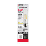 Satco 5.5W (40W Equivalent) T10 Tubular LED Filament Bulb, E26 Medium Base, 2700K, 90+ CRI, Dimmable, Wet Rated, Single (Box), alternate view [Satco-S21344|CUSTOM|2]