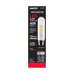 Satco 5.5W (40W Equivalent) T10 Tubular LED Filament Bulb, E26 Medium Base, 3000K, 90+ CRI, Dimmable, Wet Rated, Clear / Single (Box), alternate view [Satco-S21345|CUSTOM|2]