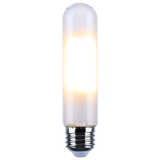 Satco 5.5W (40W Equivalent) T10 Tubular LED Filament Bulb, E26 Medium Base, 3000K, 90+ CRI, Dimmable, Wet Rated, Frost / Single (Box), alternate view [Satco-S21348|CUSTOM|2]