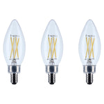 Satco 4W (40W Equivalent) B11 Torpedo LED Filament Bulb, E12 Candelabra Base, 2700K, 90+ CRI, Dimmable, Wet Rated, Clear / 3-Pack, alternate view [Satco-S21366|CUSTOM|1]