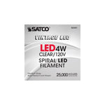 Satco 4W (40W Equivalent) BT38 LED Filament Bulb, E26 Medium Base, 2150K, 90+ CRI, Dimmable, Wet Rated, Clear with Clear Glass, alternate view [Satco-S22431|CUSTOM|5]