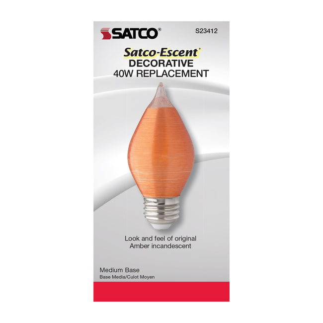 Satco 4W (40W Equivalent) C15 LED Filament Bulb, E26 Medium Base, 2100K, 80+ CRI, Dimmable, Damp Rated, Single (Box), alternate view [Satco-S23412|CUSTOM|4]